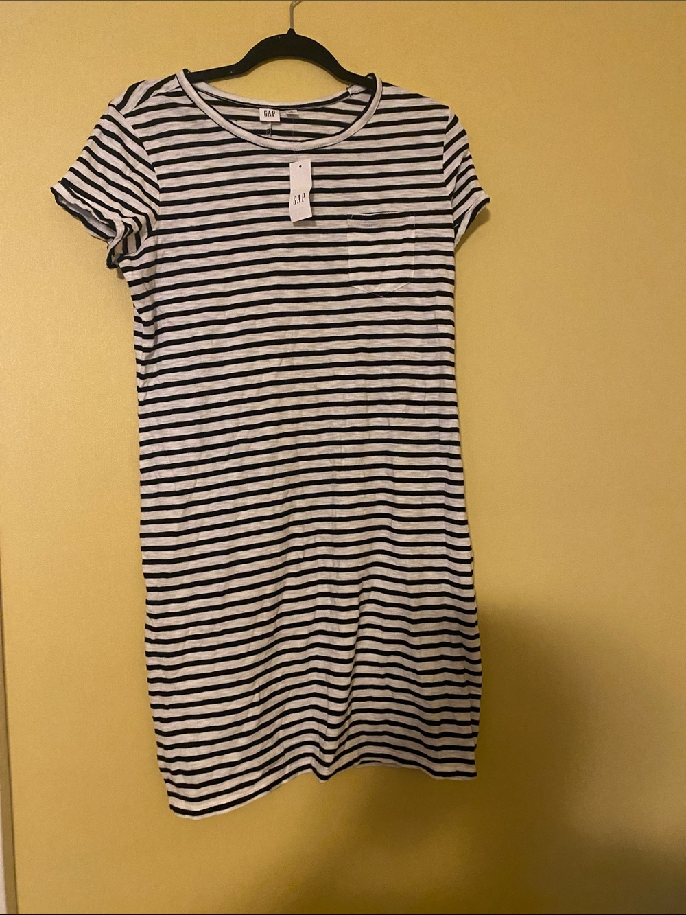 GAP Factory Black and White Striped T-Shirt Dress